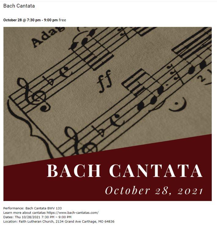 Bach Cantata hosted by Missouri Southern State University